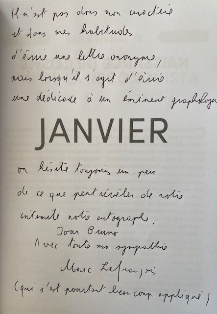 écriture manuscrite, autographe, de Marc Lefrançois